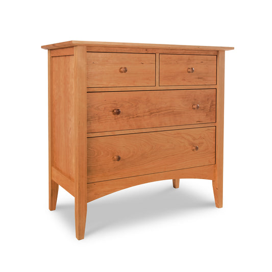 American Shaker 4-Drawer Chest by Maple Corner Woodworks, handcrafted with four spacious drawers and round knobs, light brown finish, solid wood legs.