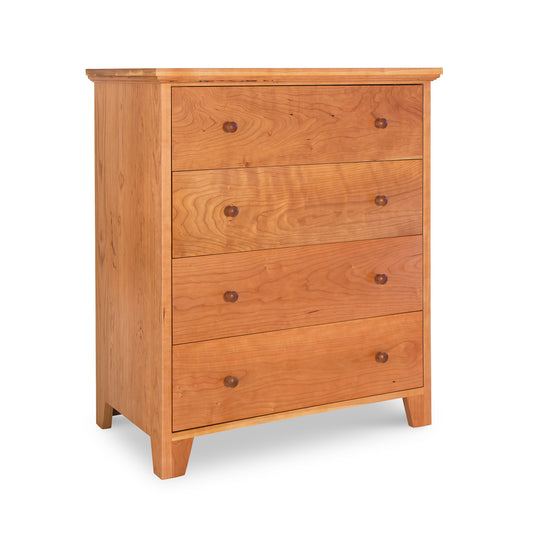 Lyndon Furniture American Country 4-Drawer Chest in solid wood with round knobs.