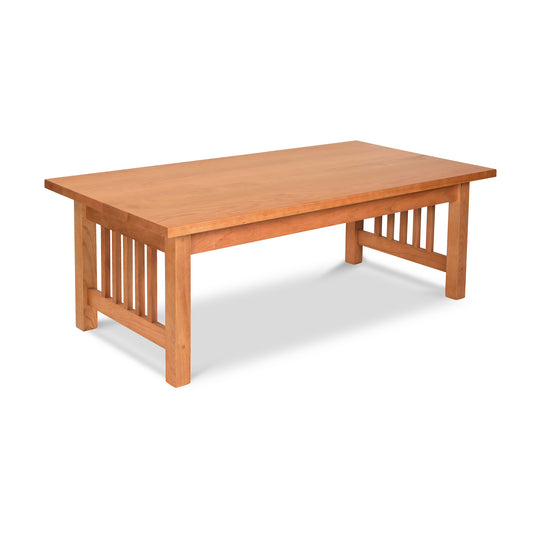 Lyndon Furniture American Mission Coffee Table with flat solid wood top and slatted sides, showcasing handcrafted American quality.