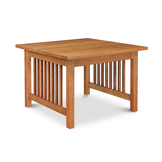 Lyndon Furniture American Mission Square Coffee Table made of solid hardwood with vertical slats, showcasing mission style craftsmanship.