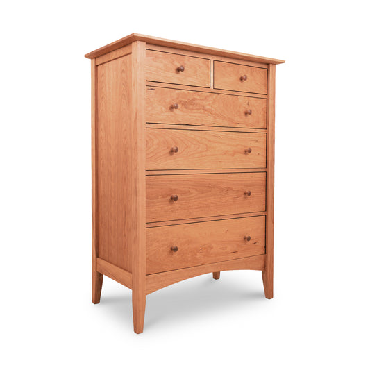 American Shaker 6-Drawer Chest by Maple Corner Woodworks, featuring solid wood construction with two small top drawers and four spacious lower drawers.