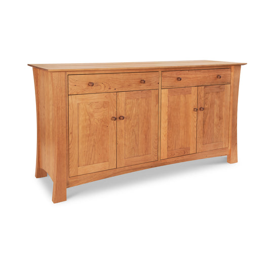 Andrews Buffet by Lyndon Furniture with two drawers, four doors, and round knobs, crafted in the USA; elegant, contemporary hardwood sideboard.