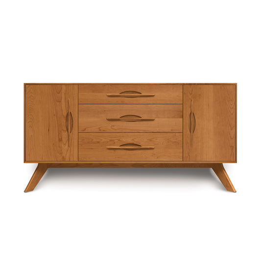 Audrey 2-Door 3-Drawer Buffet by Copeland Furniture, handcrafted in Vermont from solid hardwood with a light brown finish.