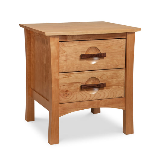 Copeland Furniture Berkeley 2-Drawer Nightstand featuring Arts & Crafts style, two spacious drawers, round knobs, and crafted from sustainable wood.