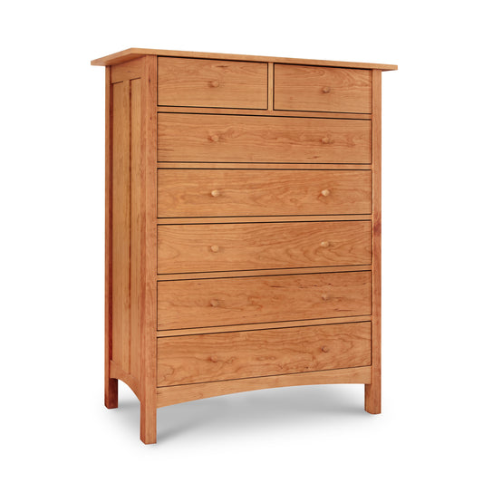 Burlington Shaker 7-Drawer Chest by Vermont Furniture Designs, handcrafted from solid wood with an eco-friendly oil finish, showcasing elegant and functional storage.