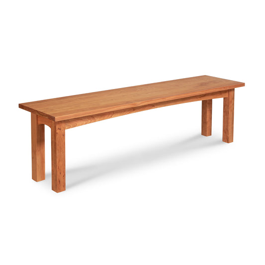 Burlington Shaker Bench by Vermont Furniture Designs, featuring a long, rectangular solid wood seat with classic straight legs and fine craftsmanship.