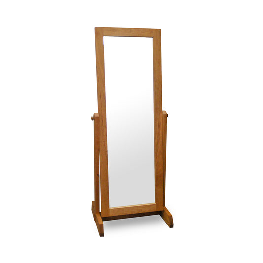 Burlington Shaker Floor Mirror with solid wood frame and adjustable legs, crafted by Vermont Furniture Designs.