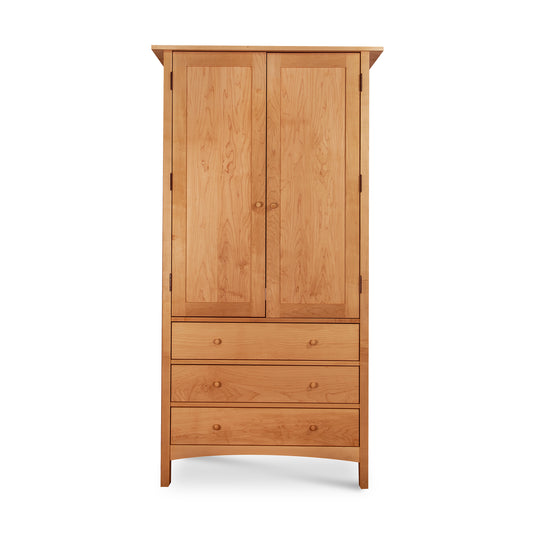 Burlington Shaker Tall Armoire by Vermont Furniture Designs with two doors, three drawers, minimalist design, and eco-friendly finish.