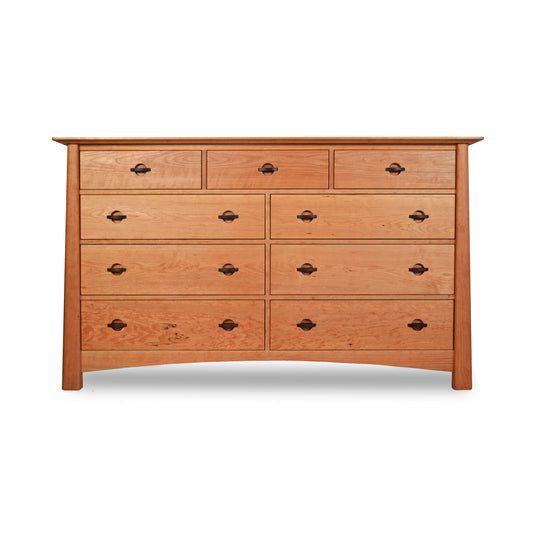 Cherry Moon 9-Drawer Dresser by Maple Corner Woodworks with black metal handles and eco-friendly wooden finish.