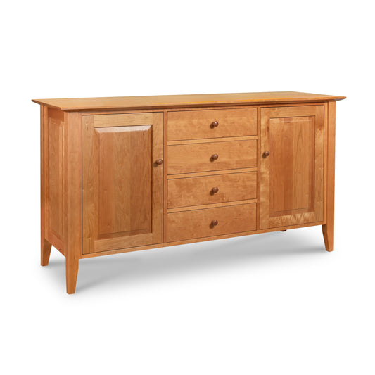Classic Shaker Large Buffet by Lyndon Furniture featuring two cabinet doors and four drawers crafted from sustainable hardwoods.