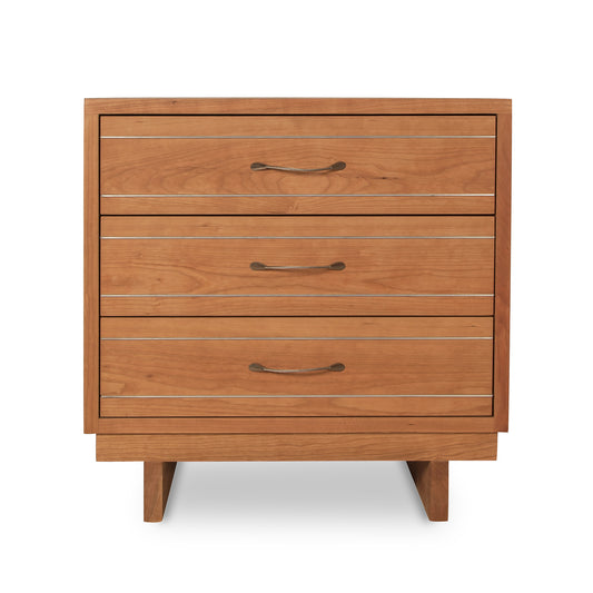 Contemporary Cable 3-Drawer Chest by Vermont Furniture Designs with sleek metal handles, showcasing modern craftsmanship and high-quality wood construction.