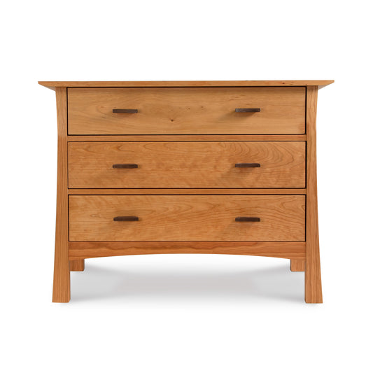 Vermont Furniture Designs Contemporary Craftsman 3-Drawer Chest in solid hardwood with simple handles and a clean white finish.