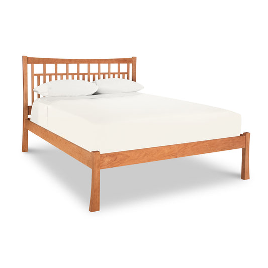 Contemporary Craftsman Low Footboard Bed by Vermont Furniture Designs with white mattress and pillows.