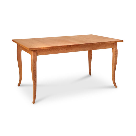 Lyndon Furniture French Country Solid Top Dining Table, handcrafted in Vermont from sustainable hardwoods with graceful curved legs.