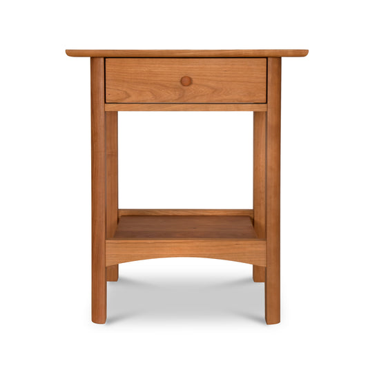 Heartwood Shaker Nightstand by Vermont Furniture Designs featuring solid wood, 1 drawer, open shelf with eco-friendly finish.