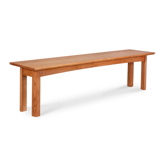 Heartwood Shaker Bench by Vermont Furniture Designs with a flat seat and four straight legs, showcasing handcrafted American-made quality.