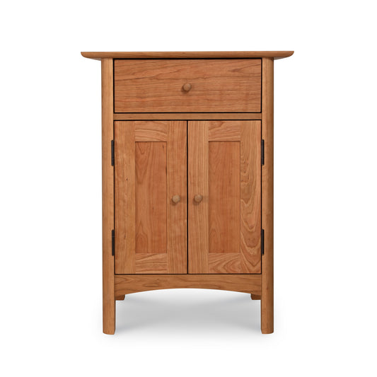 Heartwood Shaker Short Storage Chest with top drawer, double doors, and handcrafted details, expertly made by Vermont Furniture Designs.