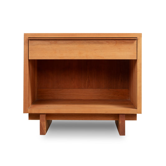 Kipling Nightstand by Vermont Furniture Designs: modern design, natural wood, one drawer, enclosed shelf.