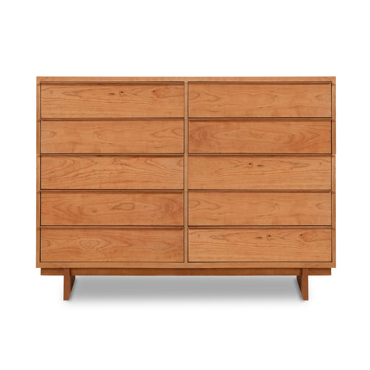 Kipling 10-Drawer Dresser by Vermont Furniture Designs featuring sleek handles and light natural wood, exemplifying modern craftsmanship.