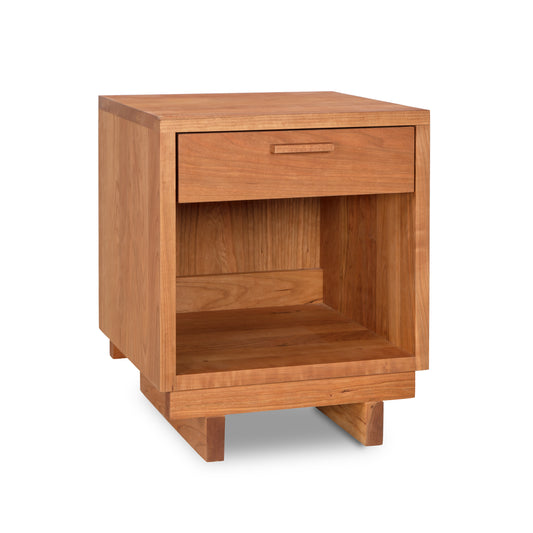 Loft 1-Drawer Enclosed Shelf Nightstand crafted from solid wood, showcasing Vermont furniture craftsmanship and sleek minimalist design.