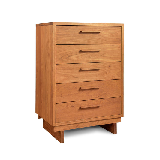 Loft 5-Drawer Chest in solid hardwood, featuring sleek rectangular handles and fine Vermont craftsmanship by Vermont Furniture Designs.