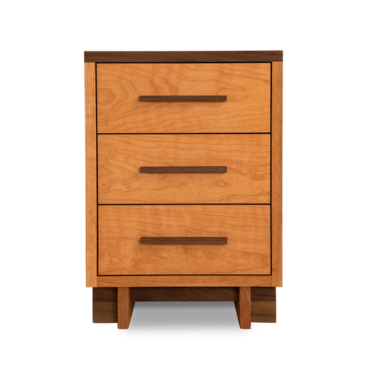 Modern American 3-Drawer Nightstand in eco-friendly hardwood with sleek two-tone finish from Vermont Furniture Designs.