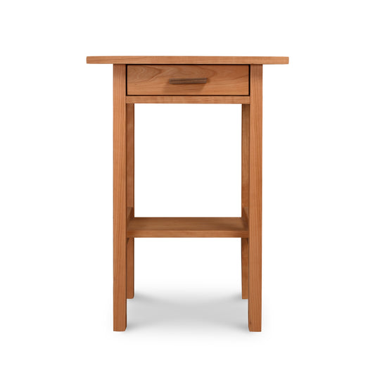 Modern Craftsman 1-Drawer Open Shelf Nightstand in solid wood, showcasing clean lines and a contemporary design by Vermont Furniture Designs.