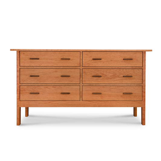 Modern Craftsman 6-Drawer Dresser by Vermont Furniture Designs with rectangular handles and straight legs, showcasing American craftsmanship.