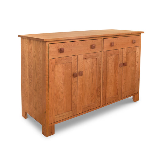 Lyndon Furniture Modern Mission Buffet in solid wood with two drawers and four doors, showcasing fine American craftsmanship and clean modern lines.