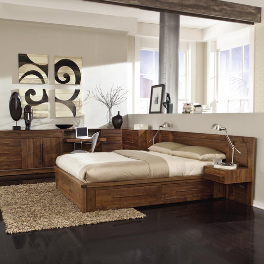 Copeland Moduluxe Storage Bed with matching bedside tables and desk featuring sleek design.