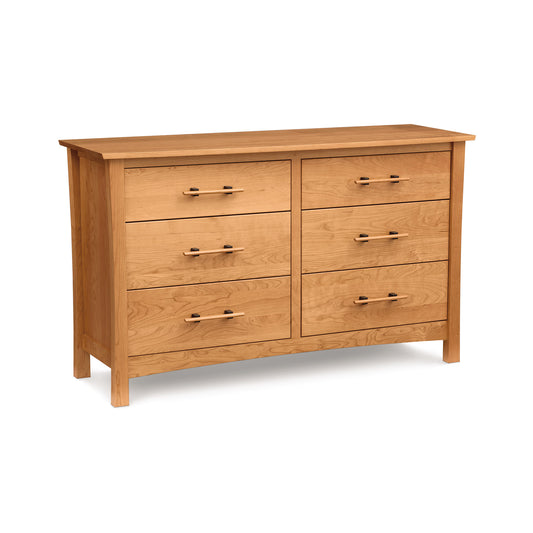 Monterey 6-Drawer Dresser by Copeland Furniture in cherry wood with a natural finish and metal handles.