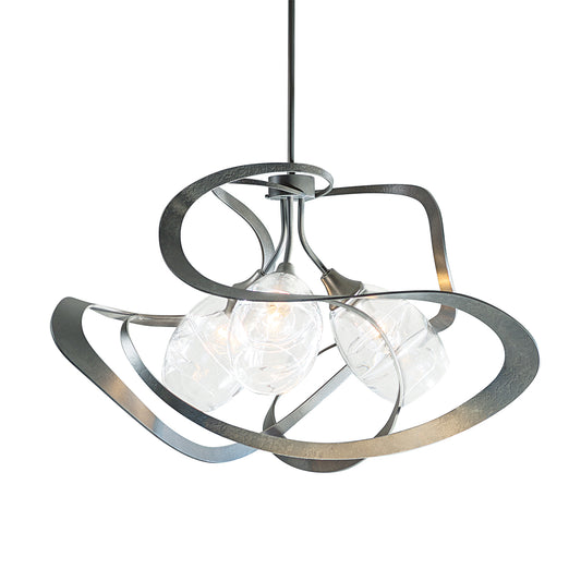 Nest Pendant by Hubbardton Forge with swirling metal and clear glass bulbs highlighting modern, handcrafted design.
