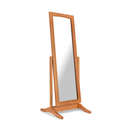 New England Shaker Floor Mirror by Lyndon Furniture with a solid wood frame and stand, showcasing classic Shaker design and craftsmanship.