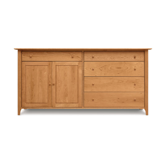 Sarah 2 Door, 5 Drawer Buffet by Copeland Furniture in solid wood, featuring spacious drawers and cabinets for elegant storage.