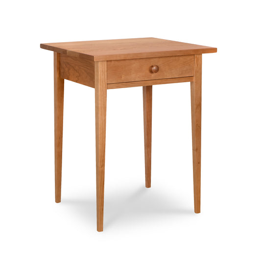Lyndon Furniture Shaker 1-Drawer Nightstand in solid wood with tapered legs and minimalist lines, showcasing classic Shaker craftsmanship.