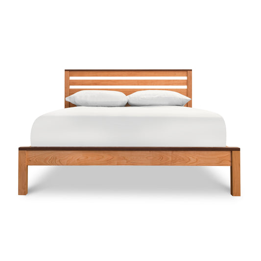Vermont Furniture Designs Skyline Panel Bed with slatted headboard and eco-friendly hand-rubbed oil finish.