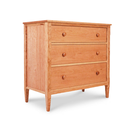 Vermont Shaker 3-Drawer Chest by Maple Corner Woodworks, featuring three spacious drawers with circular knobs, highlighting the timeless simplicity of Shaker design.