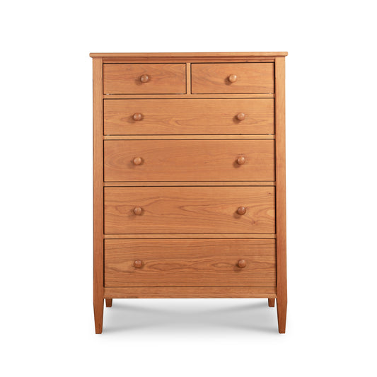Vermont Shaker 6-Drawer Chest by Maple Corner Woodworks with six handcrafted drawers in hardwood, showcasing elegant craftsmanship in a timeless design.